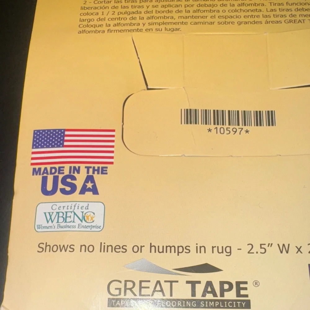 Nance Industries Rug Tape - No-Slip Rug Hold Strips NIB